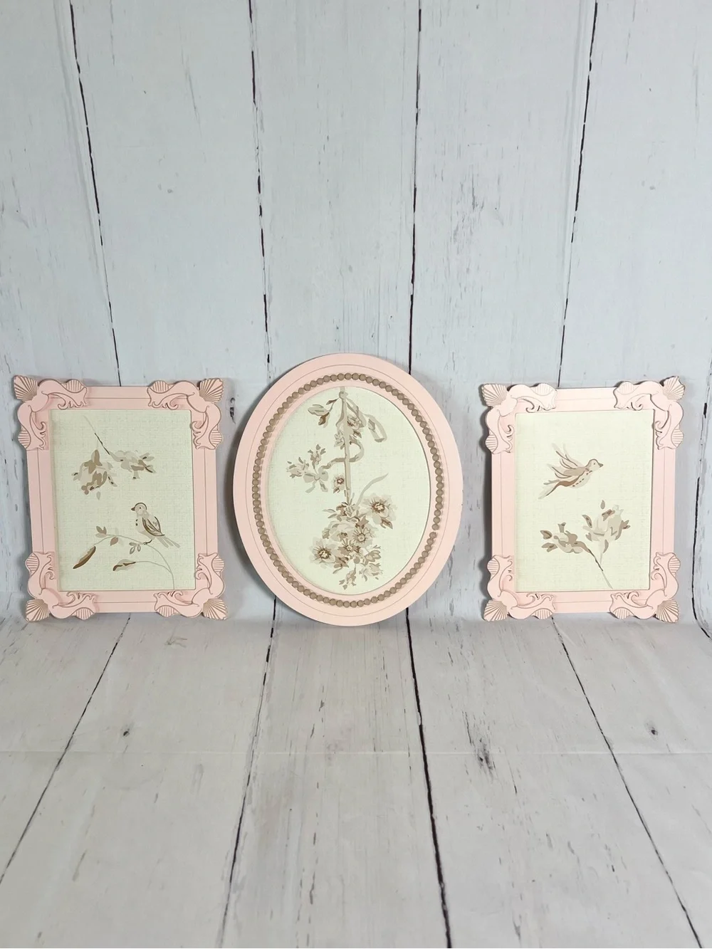Lambs & Ivy Little Princess Nursery Wall Decor Set 3pc Pink Cream Bird Floral - Picture 8 of 11